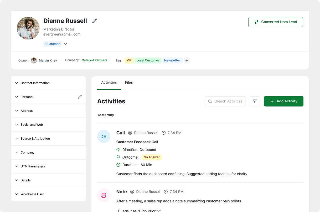 FlyCRM board — with flycrm