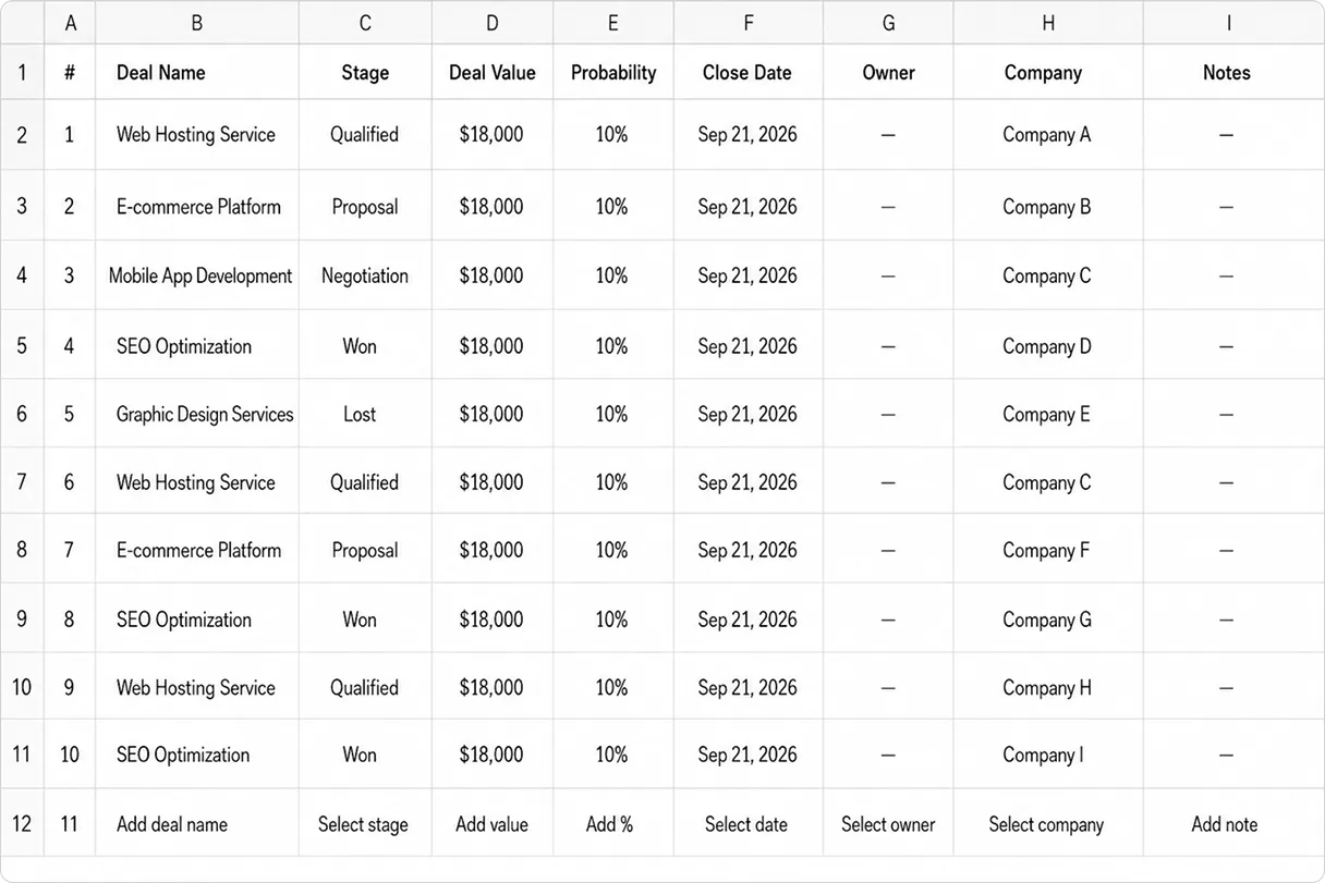 FlyCRM board — without flycrm